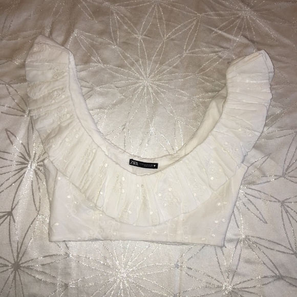 Zara White Lace Crop Top BNWT - Picture 1 of 3